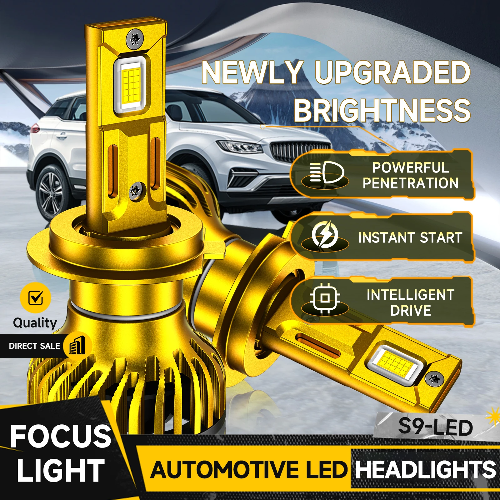 H1 H4 H7 Светодиодные фонари H3 H11 9005 9006 9012 Автомобильные фары DC9-12V 55W 6000K 9600LM IP68 Фокус