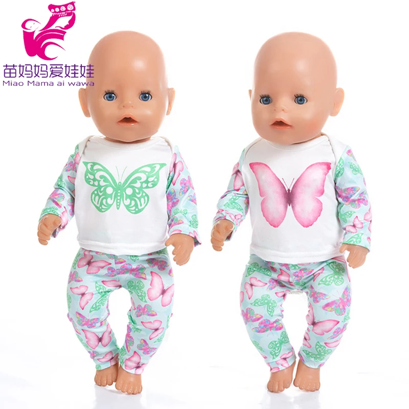 

Одежда для маленьких кукол, весенний пижамный комплект с бабочкой, 18 дюймов, одежда для сна для девочек с куклой, домашняя одежда