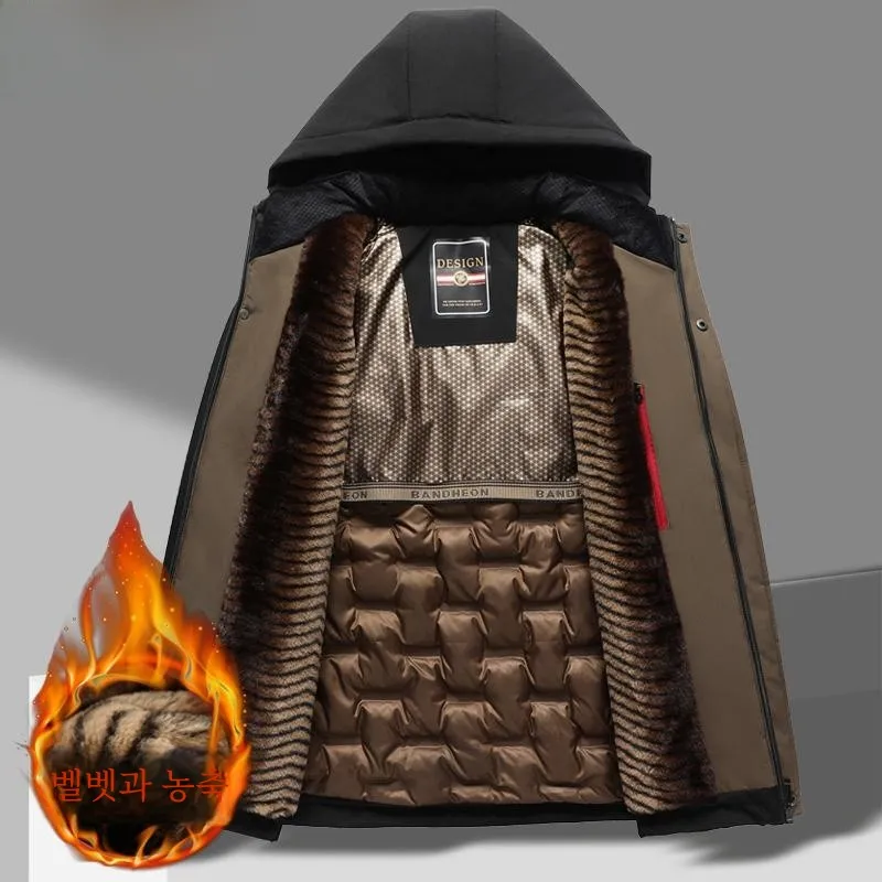 Woodpecker Middle-Aged and Elderly Parka Men's Cold-Proof Thickened Cotton-Padded Coat Dad Winter clothes Warm down Jacket Co...