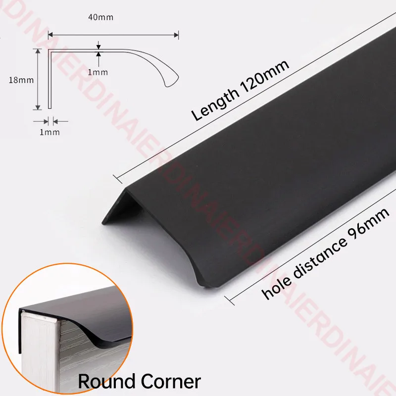 

NAIERDI Скрытые ручки для шкафов, черные, алюминиевый сплав