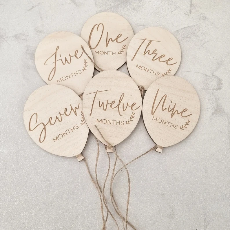 

Gender Balloon Baby Milestone Cards Newborn Photography Prop Birth Announcement
