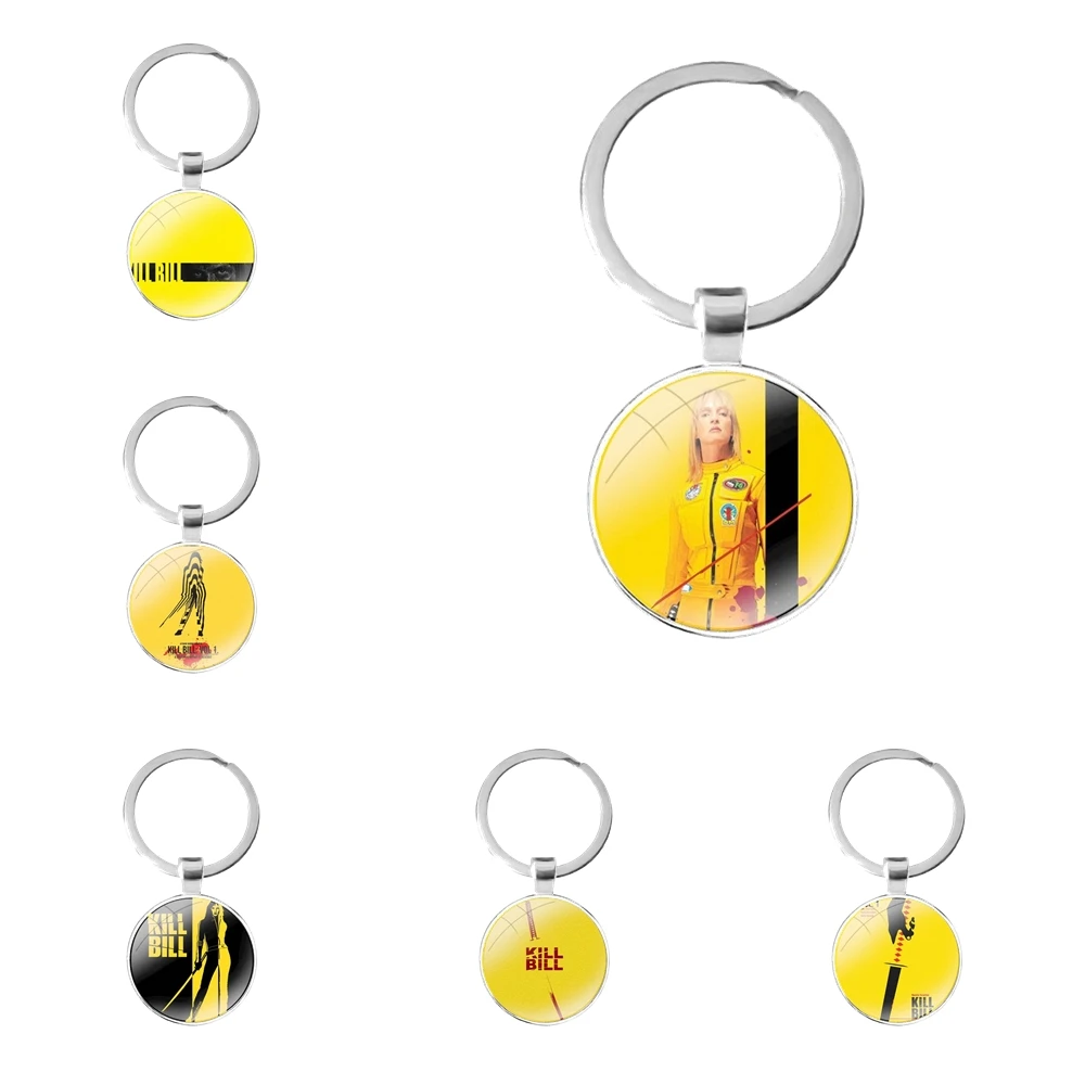 

Стеклянный кабошон, брелок для ключей в сумку, брелок-кольцо, подвеска, брелки в подарок, модный дизайн, мультяшный Творческий Фильм «Убить Б...