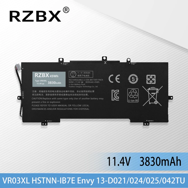 Аккумулятор RZBX VR03XL для ноутбука HP Envy 13-D042TU 13-D043TU 13-D044TU 13-D045TU 13-D051TU 13-D056TU 13-D102TU 13-D104TU
