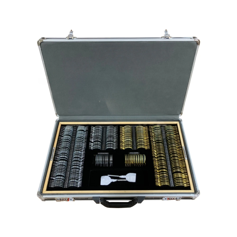 

optmetry instrument eye test equipment 266JSG gold metal ring lens trial lens set