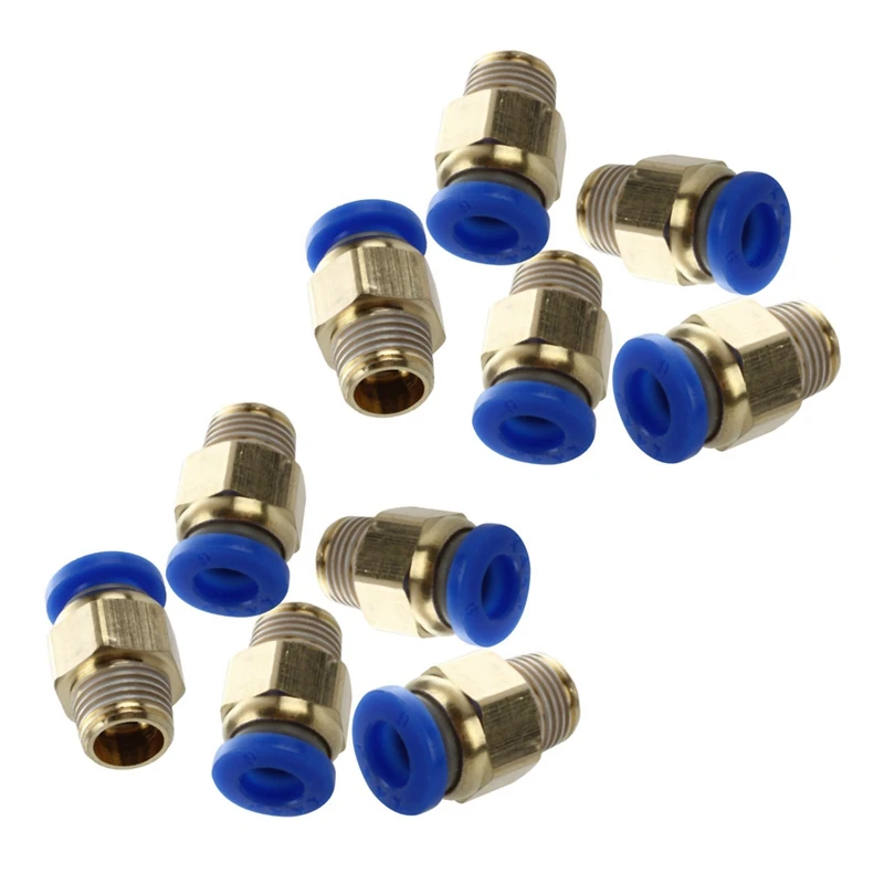 10 Pcs 1/8" PT Male Thread 6mm Push in Joint Pneumatic Connector Quick Fittings