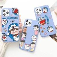 doraemon phone case for iphone 13 12 11 pro max mini xs 8 7 6 6s plus x se 2020 xr candy color silicone cover