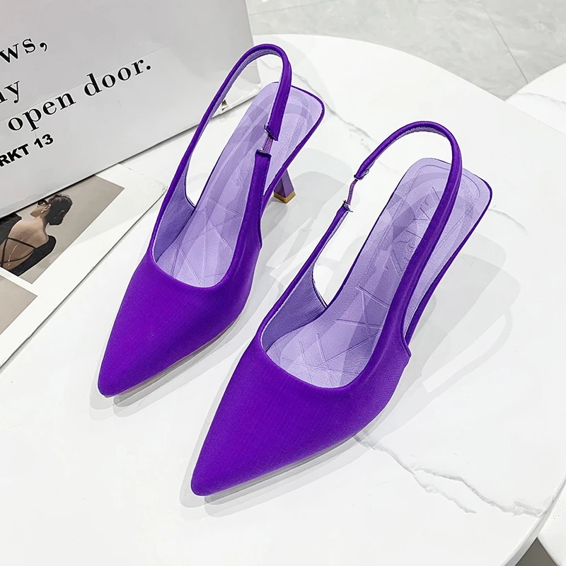 

2022 NEW Woman Pumps Thin High Heels Ladies Sandals Shoes Slingbacks Pointed Toe Female Shoes for Women Rubber Mules