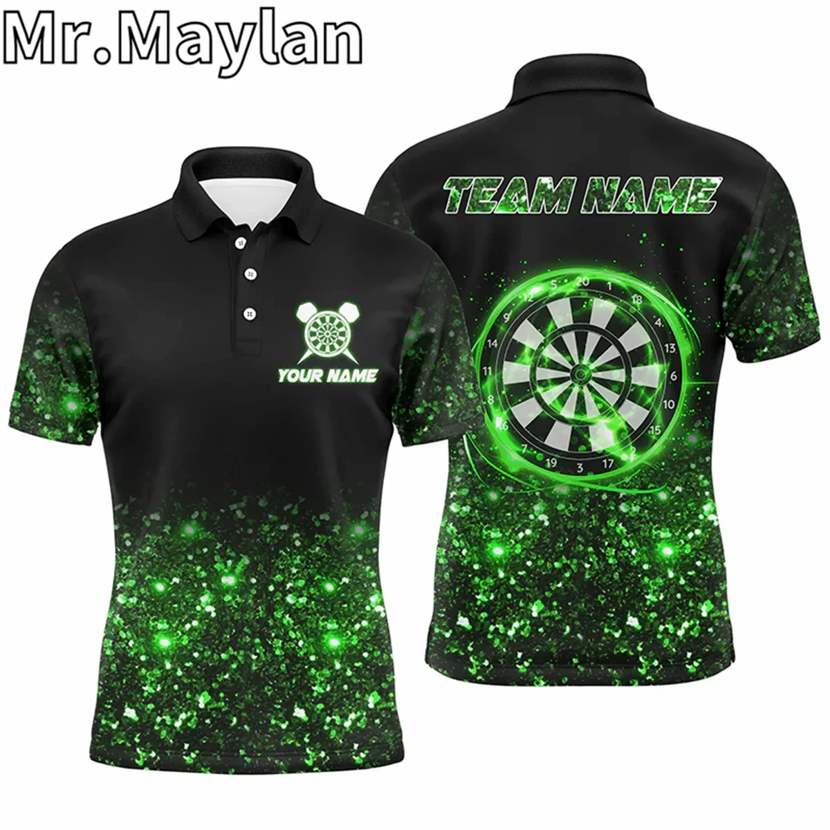 Зеленый и серый спортивный стиль 3D мужские дротики рубашка-поло рубашка для