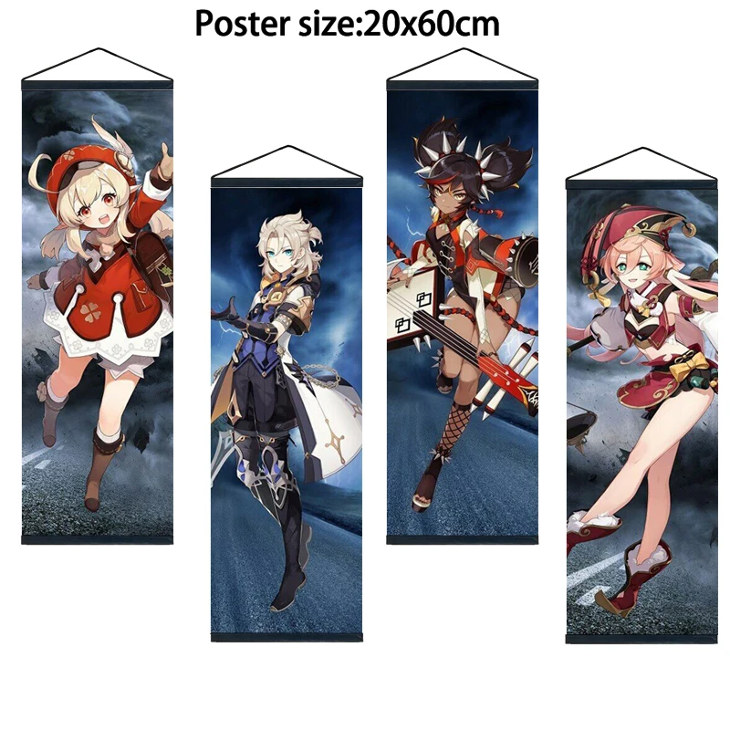 

Аниме плакат Genshin Impact Klee Yanfei настенный свиток для украшения дома художественная картина 20x60 см