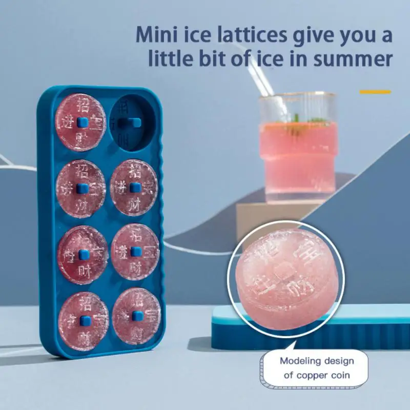 

Food Grade Flexible Icecube Mold Copper Cash Coin Shape Icecube Tray With Lids Icecube Maker Kitchen Tools Creative Silicone