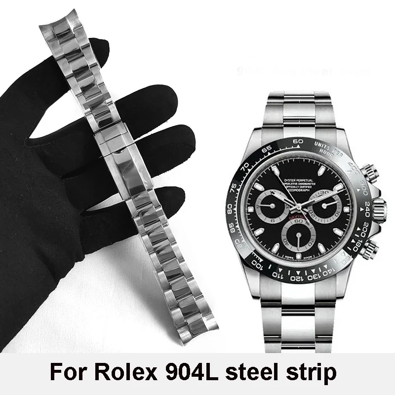 

904L Solid stainless steel strap for Rolex Green Water Ghost Strap Submariner Daytona 20mm Watch strap men Bracelet Accessories