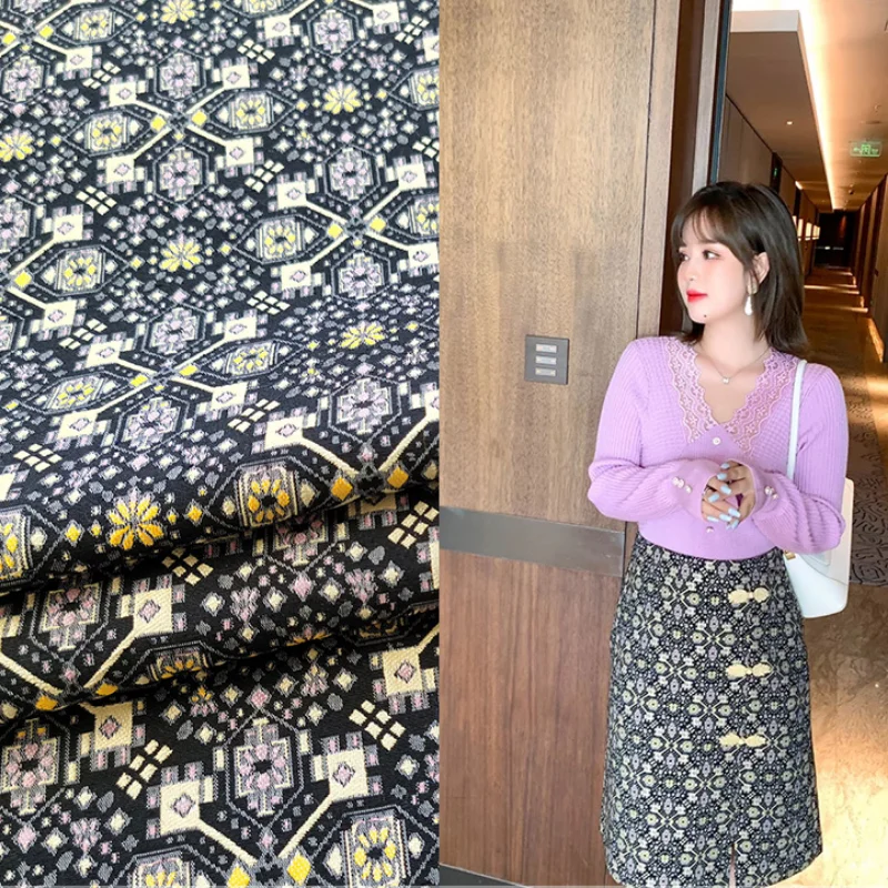 

Autumn Floral Jacquard Brocade Fabric Damask Three-dimensional Yarn-dyed Cloth for Windbreaker Hanfu Tang Suit by the Yard