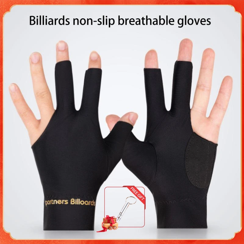 

Billiards Gloves Breathable Non Slip Silky Fabric Billiard Supplies 3 Finger Gloves Soft Elastic Design Billiard Accessories