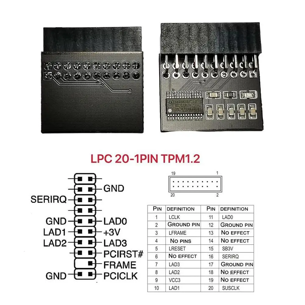 Стандартная плата модуля шифрования Tpm 1 2 20-контактный разъем материнские платы