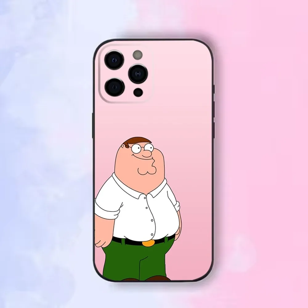 P-PeterS Family G-Guy Phone Case For iPhone16 15 14 13 12 Mini 11 Pro XR X XS MAX 7 8 Plus Silicone Cover Soft Black