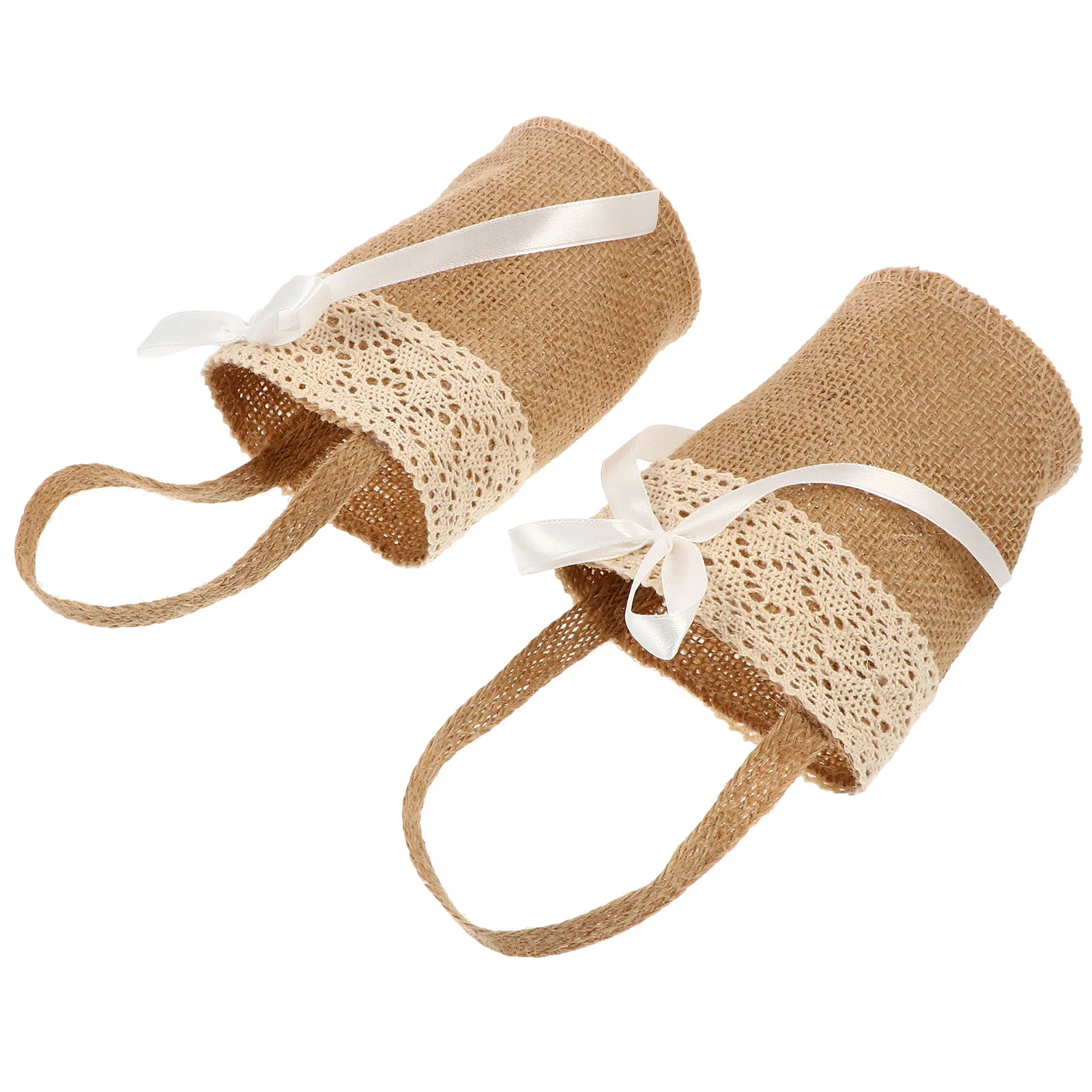 

2pcs Wedding Party Decoration Bags Linen Cloth Flower Bags Graduation Bags