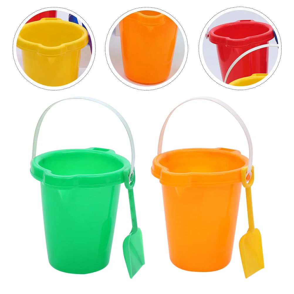 

2 Pcs Bucket Children Outdoor Beach Toys Playthings Kids Tool Portable Sand Buckets Playing Tools Plastic Toddler