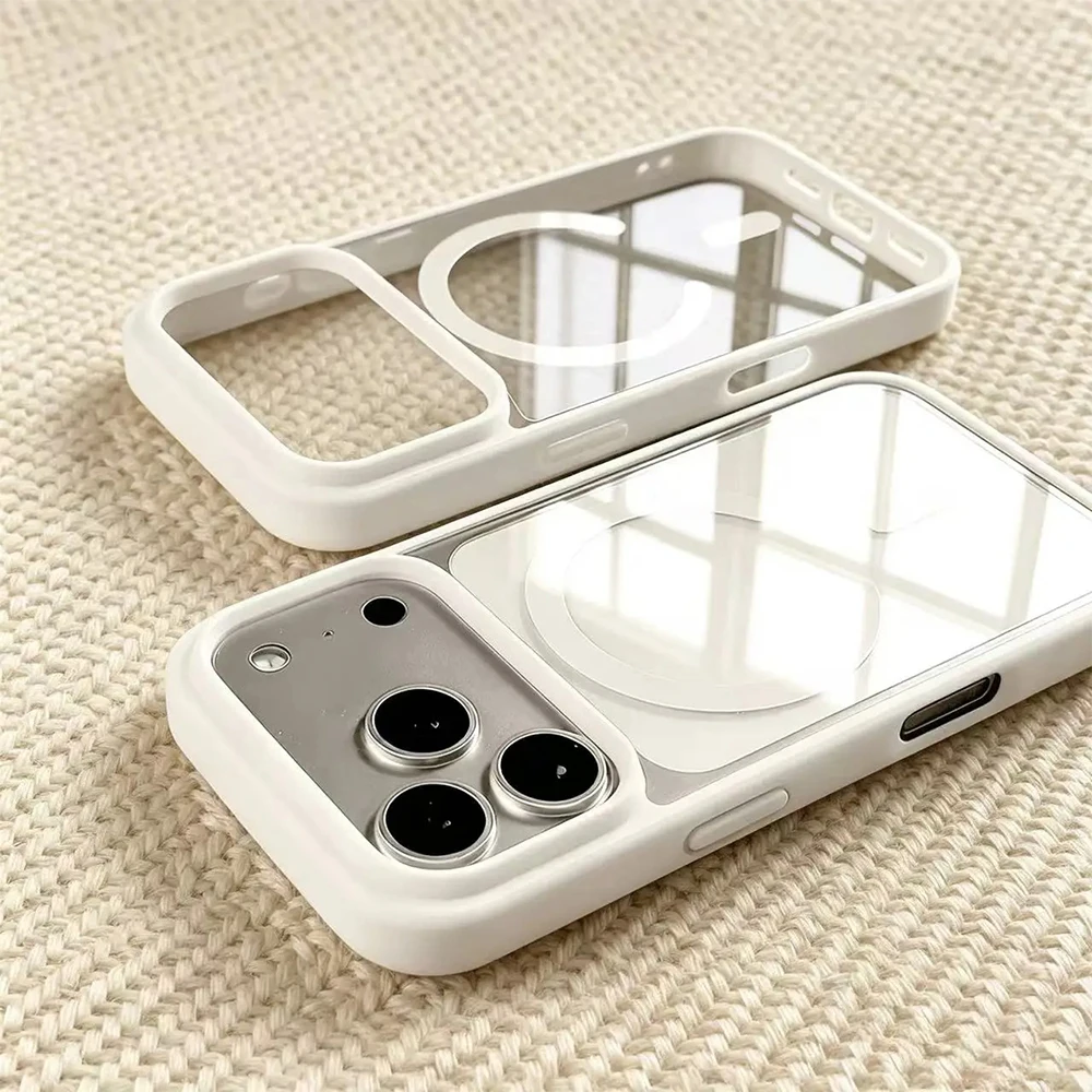 Фото Модный чехол для телефона с беспроводной зарядкой MagSafe для iPhone 18 Pro Max, 17 Air, 16 Plus, 15, 14, 13, 12, 11, 17e, 17, магнитный акриловый чехол №3