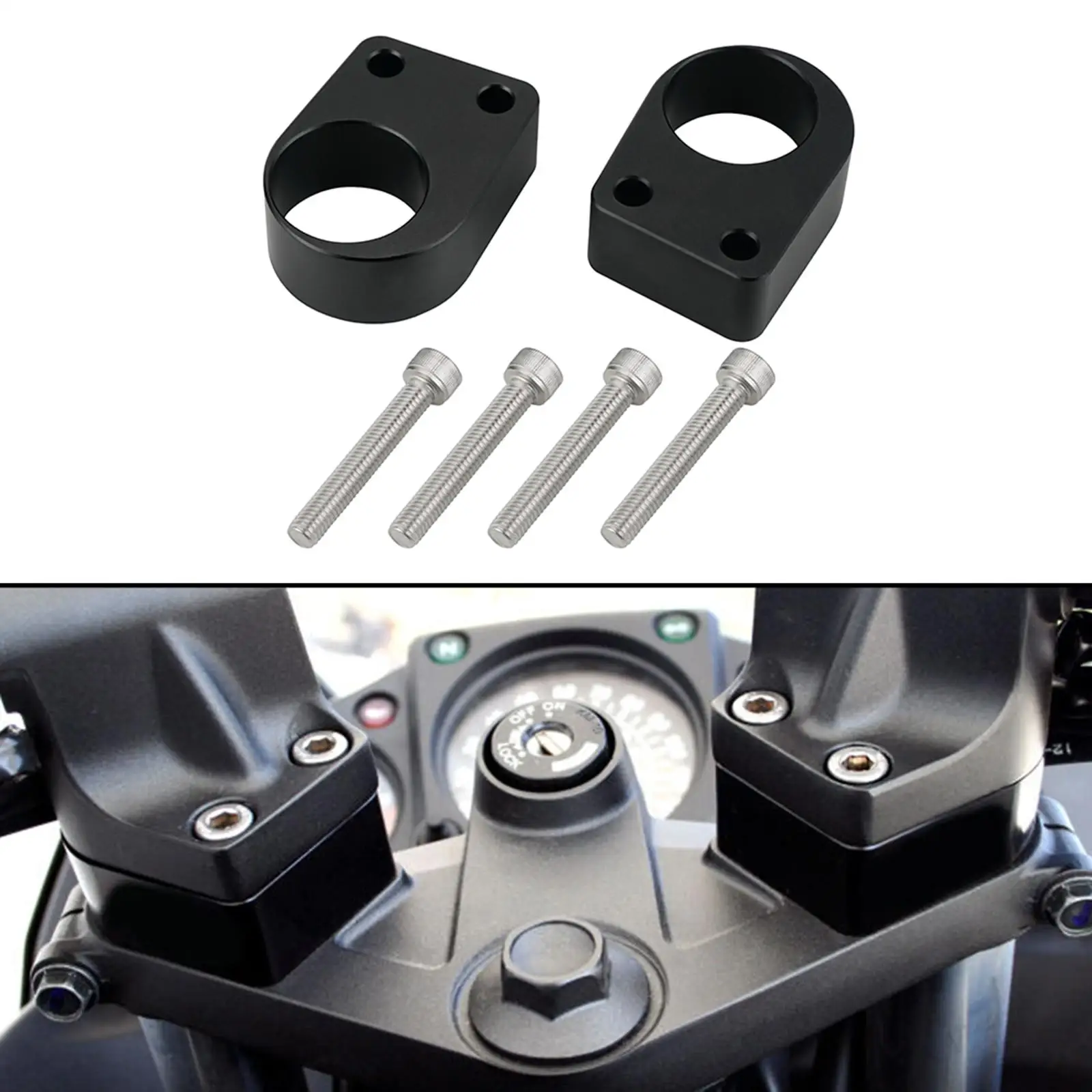 

1 Set Aluminum Motorcycle Handlebar Riser Clamp Universal Raised Expansion