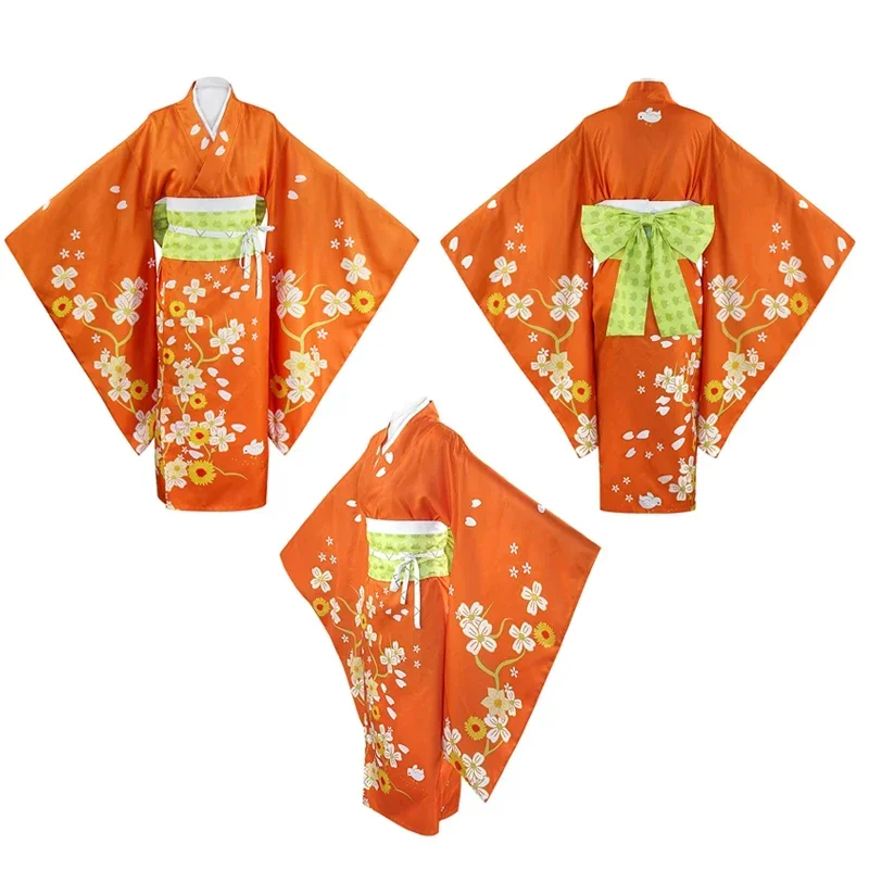 Аниме Danganronpa Saionji Hiyoko Косплей Костюм Женский Фестиваль Кимоно Двойной Хвост Парик