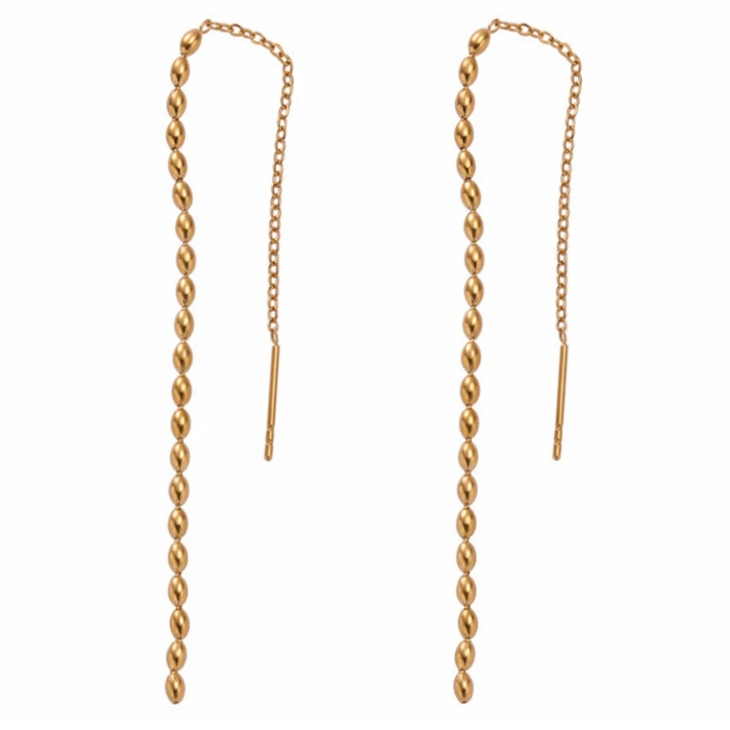 

Stainless Steel Chain Tassel Drop Earrings For Women Long Dangle Earring Piercing Line Accessories Thin Mini Trendy Ear Jewelry