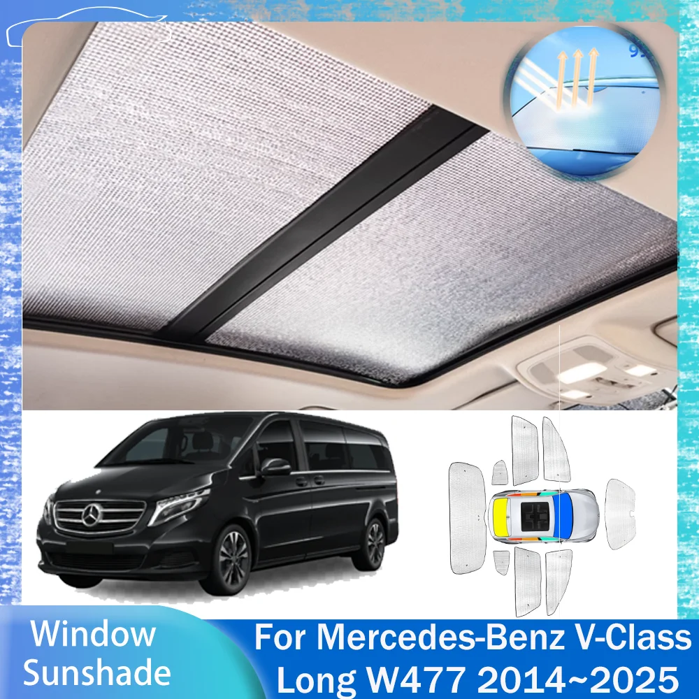 Фото Для Mercedes-Benz V-Class Long W477 2014 ~ 2025 2015 2016 2017 2018 2019 2020 2021 2022 2023 2024 Мансардный солнцезащитный козырек, боковое окно, лобовое стекло, солнцезащитный козырек, аксессуары для зонтиков №1