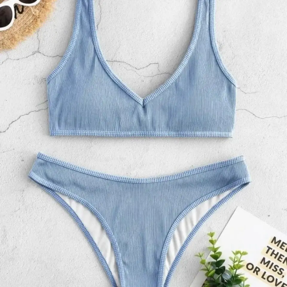 

Swimsuit Sexy Swimwear Women 2022 New Push Up Set Swimming Bathing Suit Beachwear Brazilian Bikini Clothing Light Blue Purple