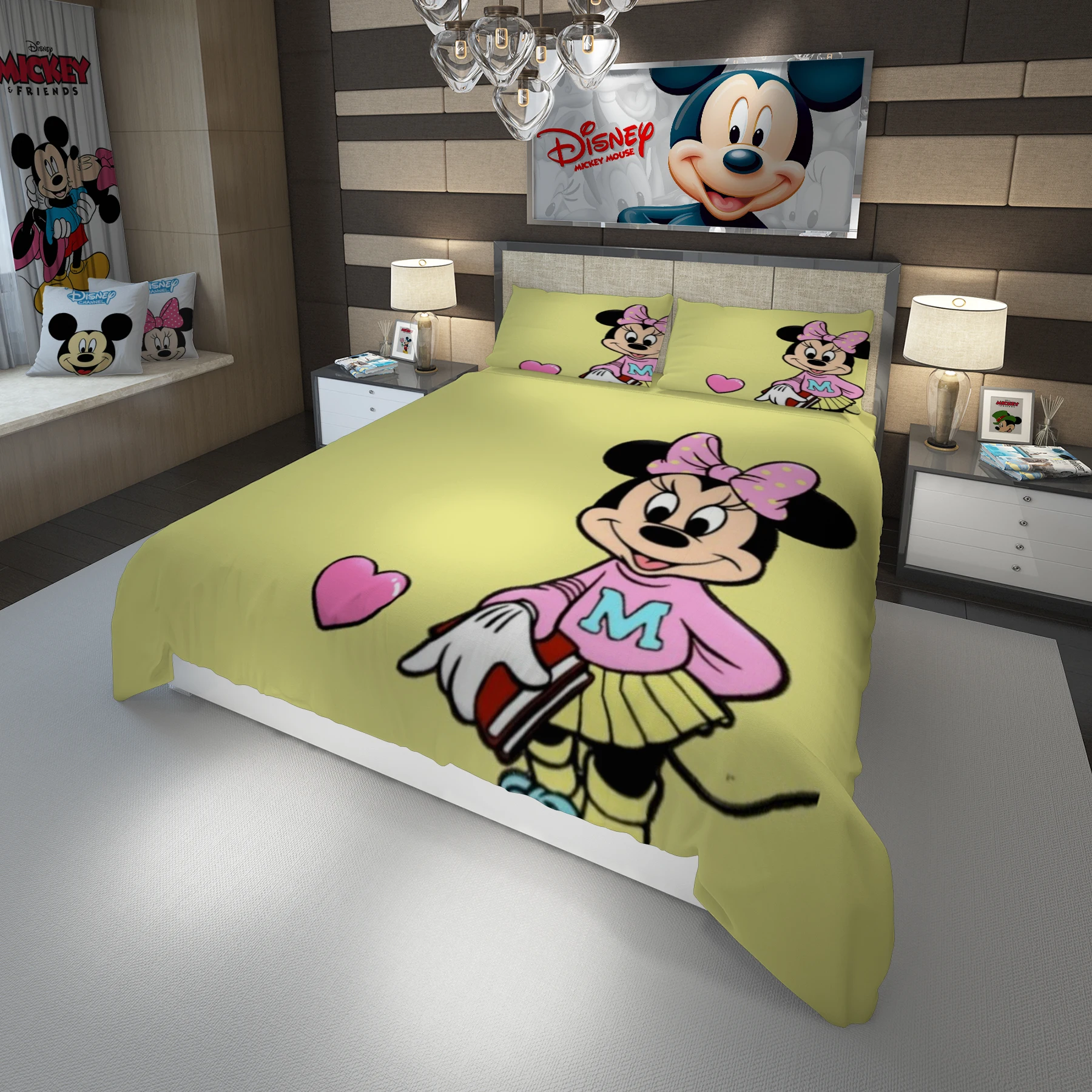 

Комплект постельного белья с изображением мультяшных героев Диснея Микки, для пар, король, один размер, для детей, пододеяльник, наволочка
