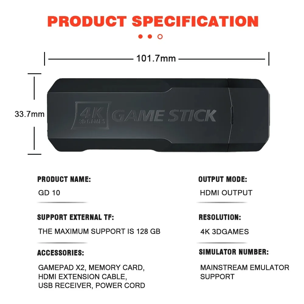 GD10 4K Игровая Консоль С Двумя Беспроводными Контроллерами 2