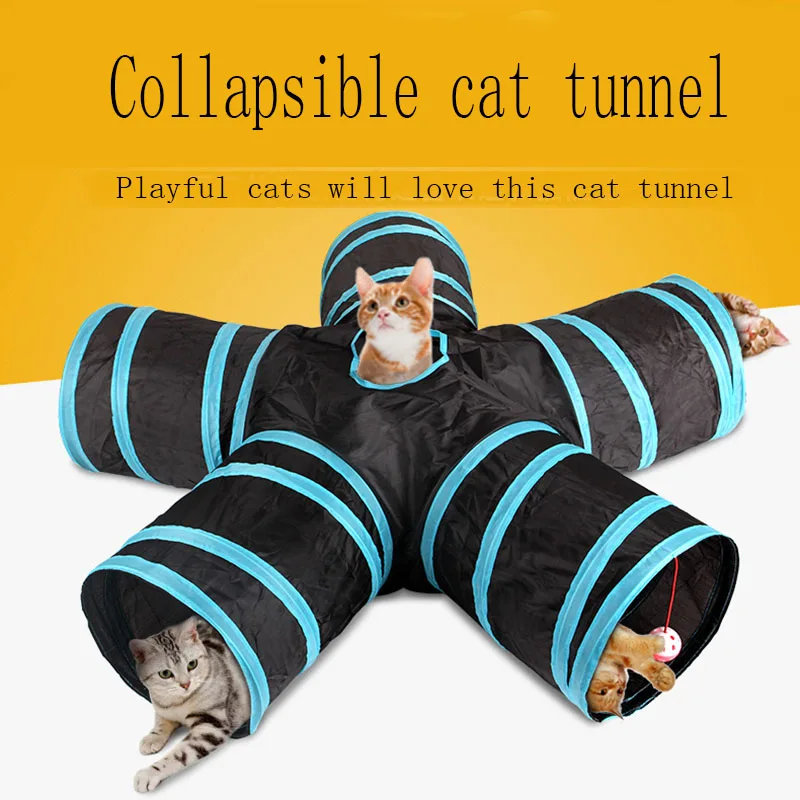

Cat five channel factory spot pet cat toy training tunnel toy ringing paper tent cat bedding