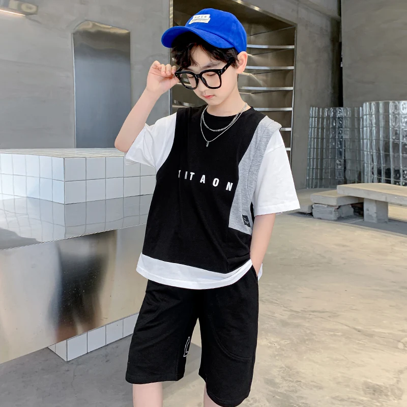 Baby Boys Summer Clothing Sports Sets Loose T-shirt+Short Pants 2pcs Suits Boys Tarcksuit Clothes 4 5 6 7 8 10 11 13 14 Years