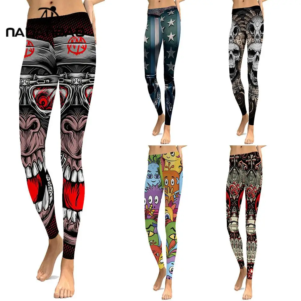 

NADANBAO Skinny Leggings Women Digital Printing Legging Workout Leggins Fitness Causal Stretchy Cropping Pants