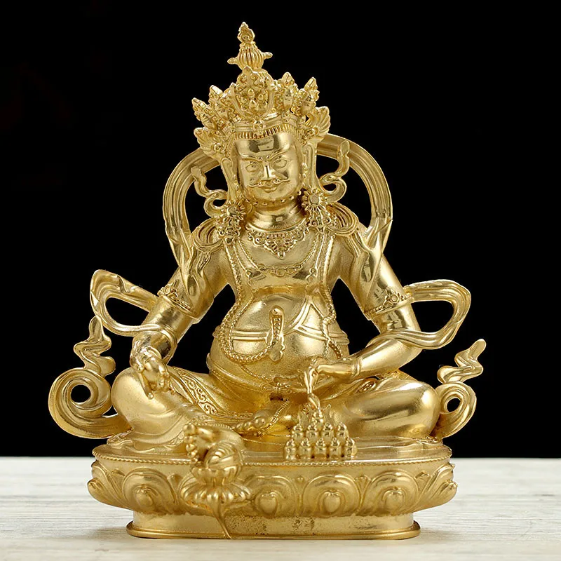 

10cm Yellow Copper Gold Plated Yellow Tsanbala Tranic Nepal Efficacious God of Wealth Home Putting Decorate Statue