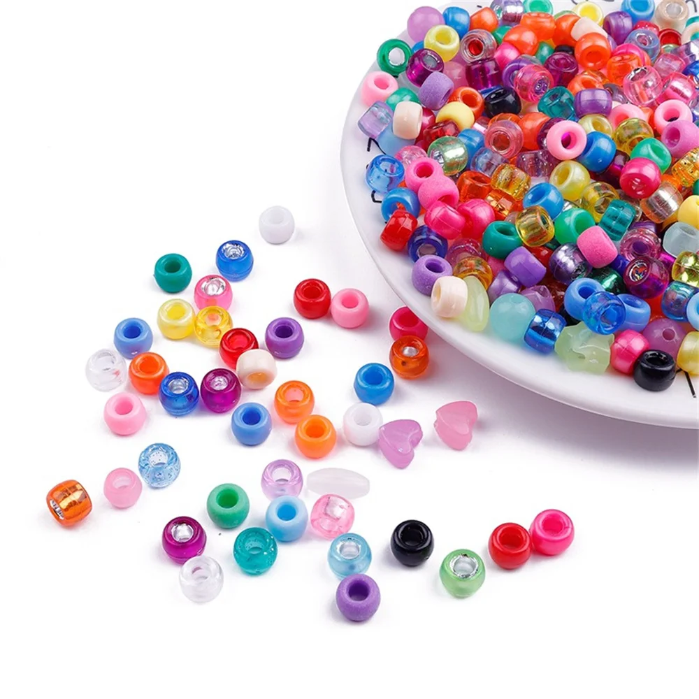 

100pcs multicolor acrylic barrel beads 9X6mm DIY handmade bracelet earrings beaded necklace jewelry accessories