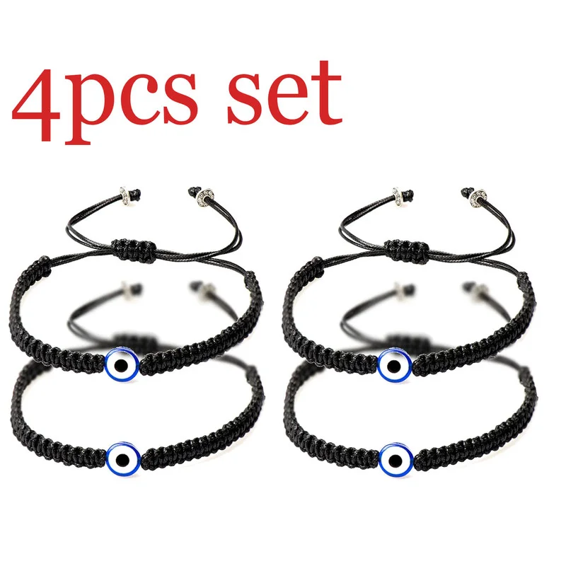 

4pcs Devil Eye Series Lucky Bracelet braided Rope Demon eye Charm Bracelet Anklet Couple Bracelets Gift Women Jewelry