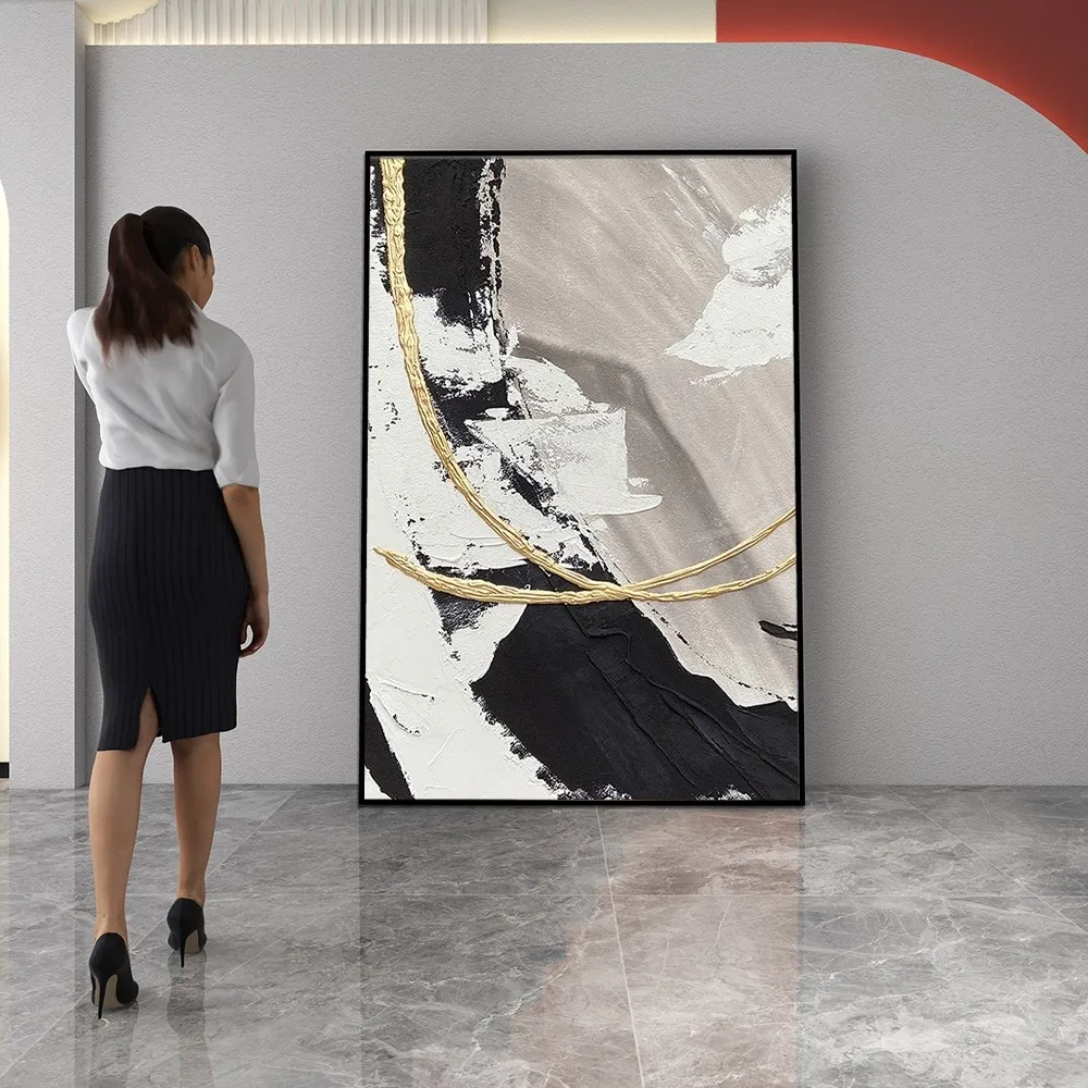 

Black And White Arcylic Oil Painting Without Frame Handmade On Canvas Hanging For Living Dinner Room Washroom Bedroom Wall Art