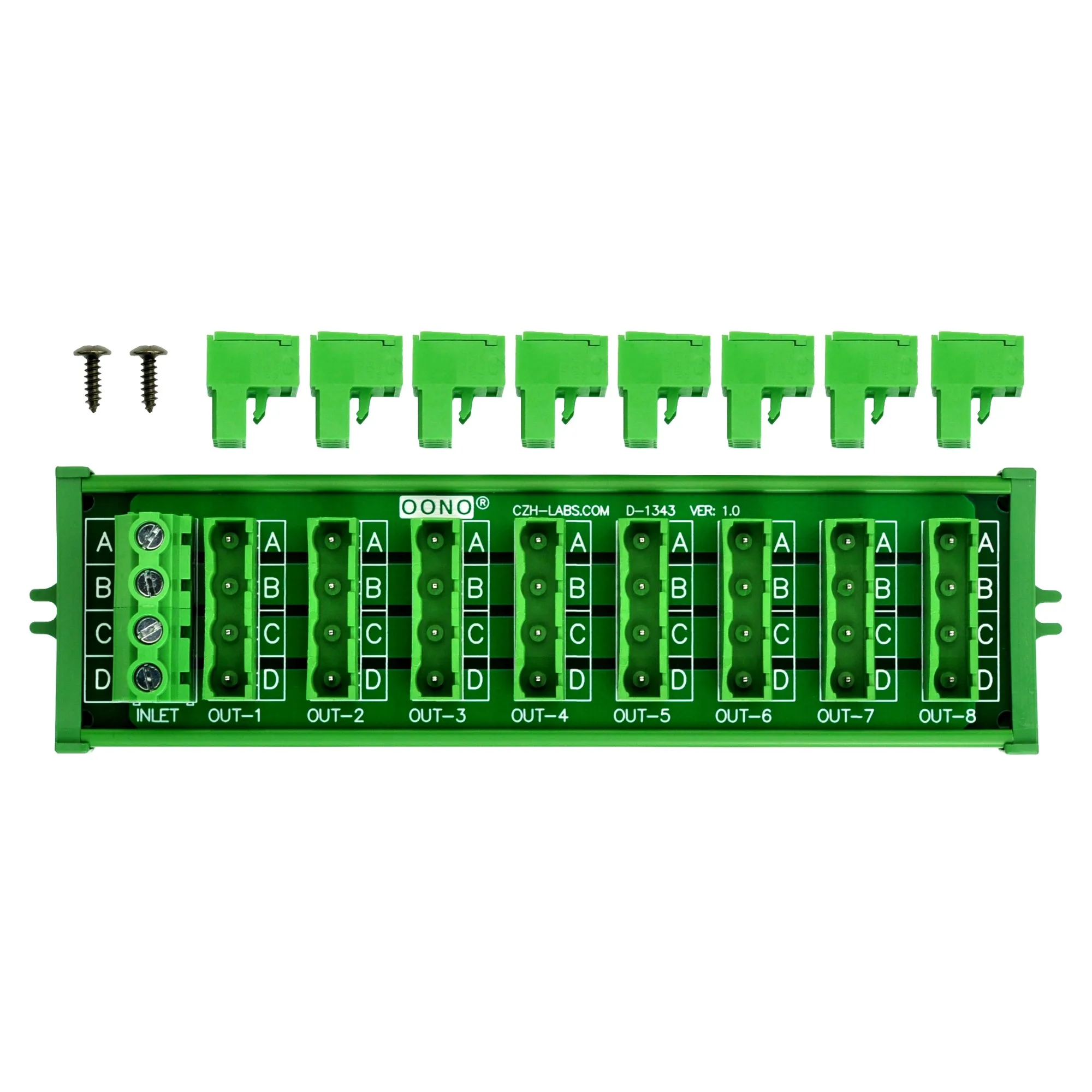 

OONO Screw Mount 30A/300V 8x4 Position Pluggable Terminal Block Distribution Module