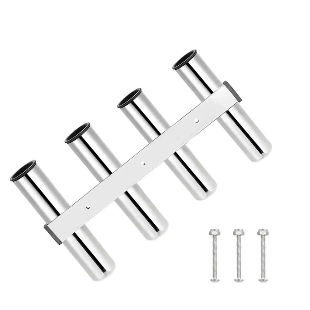 

Держатель для удочки из нержавеющей стали с 4 трубками, полированная Защитная стойка с боковым креплением, кронштейн для байдарки и яхты с в...