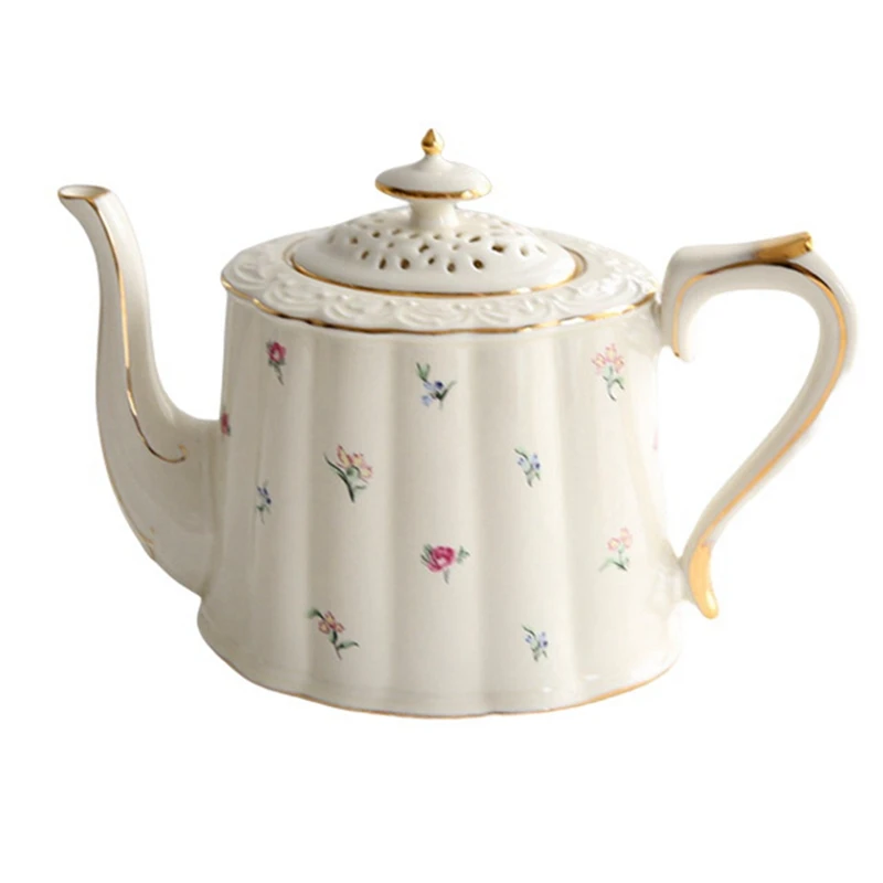 Французский Ретро чайник кофейная чашка с золотым краем блюдце большой цветами