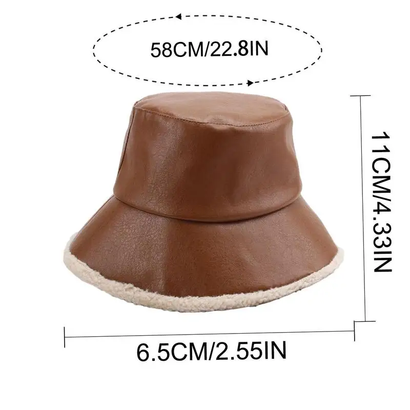 Панама женская плотная теплая шерстяная плюшевая кожаная с большими полями