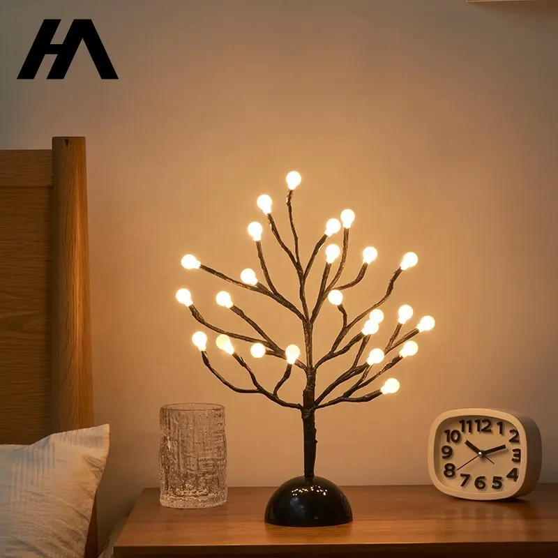 

Artificial LED Desktop Tabletop cherry bulb led ball star Tree Night Light Battery Operated Holiday Christmas decorative lighted