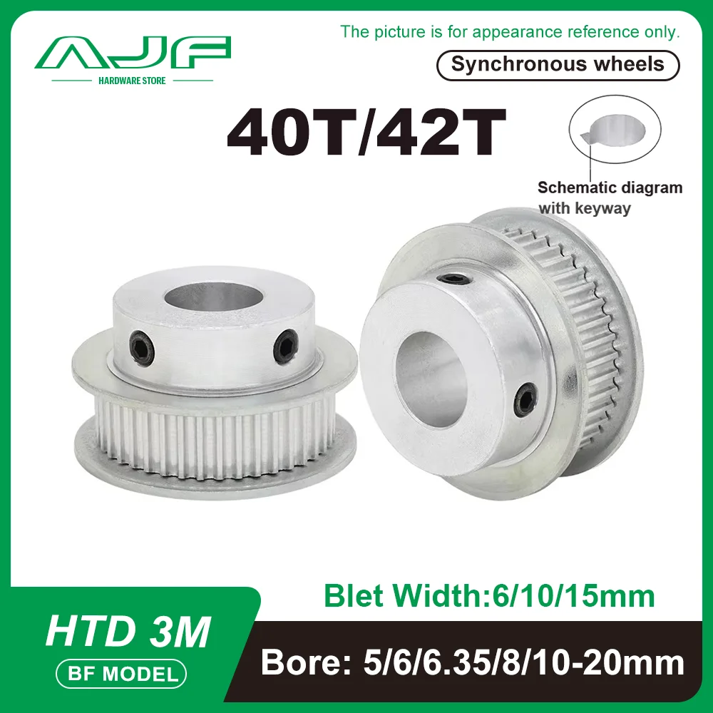 

HTD 3M синхронное колесо 40 зубьев 42 зубьев BF Тип 3M ременной шкив с отверстием 5-20 мм Ширина ремня 6/10/15 мм HTD 3M зубчатый шкив 40T 42T
