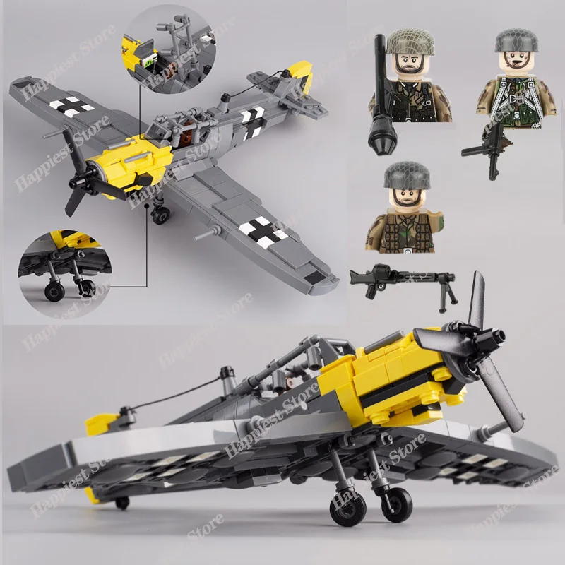 

WW2 Military Bf-109 Fighter Building Block Germany 101st Airborne Figures Aircraft Weapon Moc Assemble Bricks Model Kids Toys