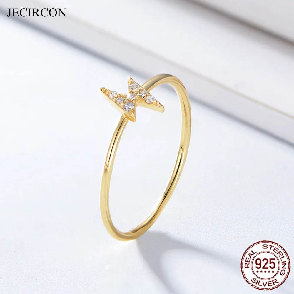 

JECIRCON 100% 925 Sterling Silver Lightning Zircon Ring for Women European and American ins Wedding Party Fine Jewelry Wholesale