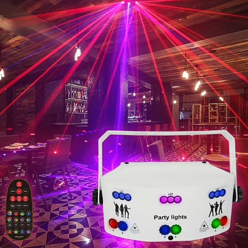 

1pc 15-lens Party Lights DJ Disco Light RGBW UV Strobe Lighting Effect LED Projector Sound Activated Ravelight Remote Control Fo