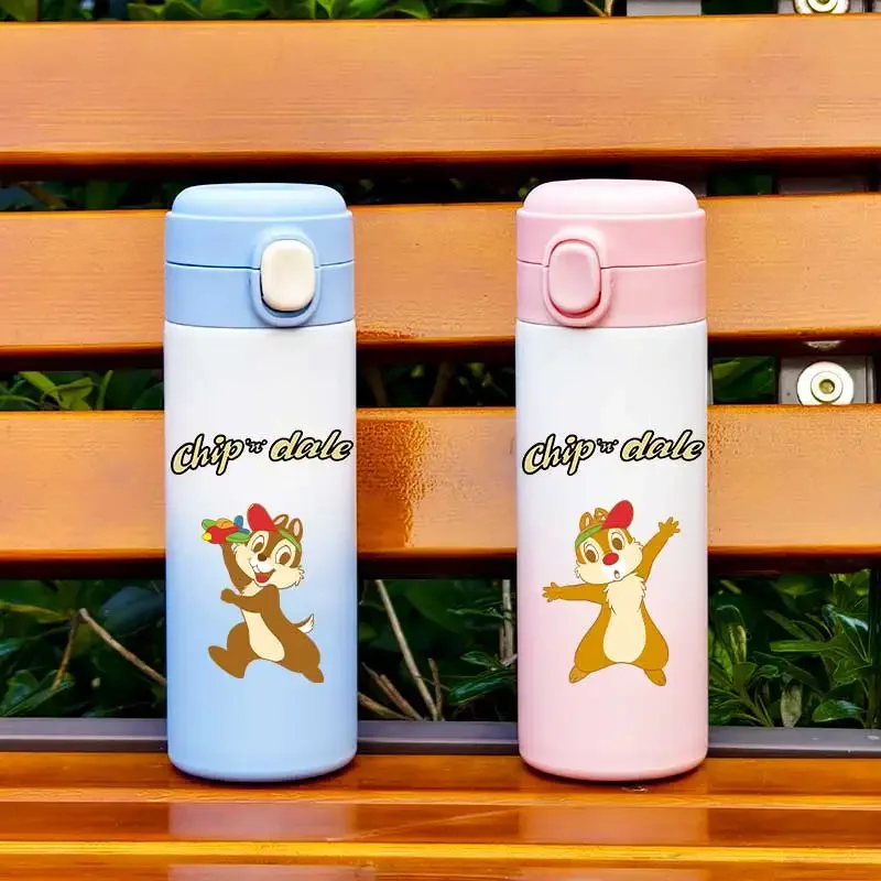 420ML Cartoon Chip&ampDale Leak Proof Insulated Water Bottle Outdoor Sports Portable 304 Stainless Steel Cup