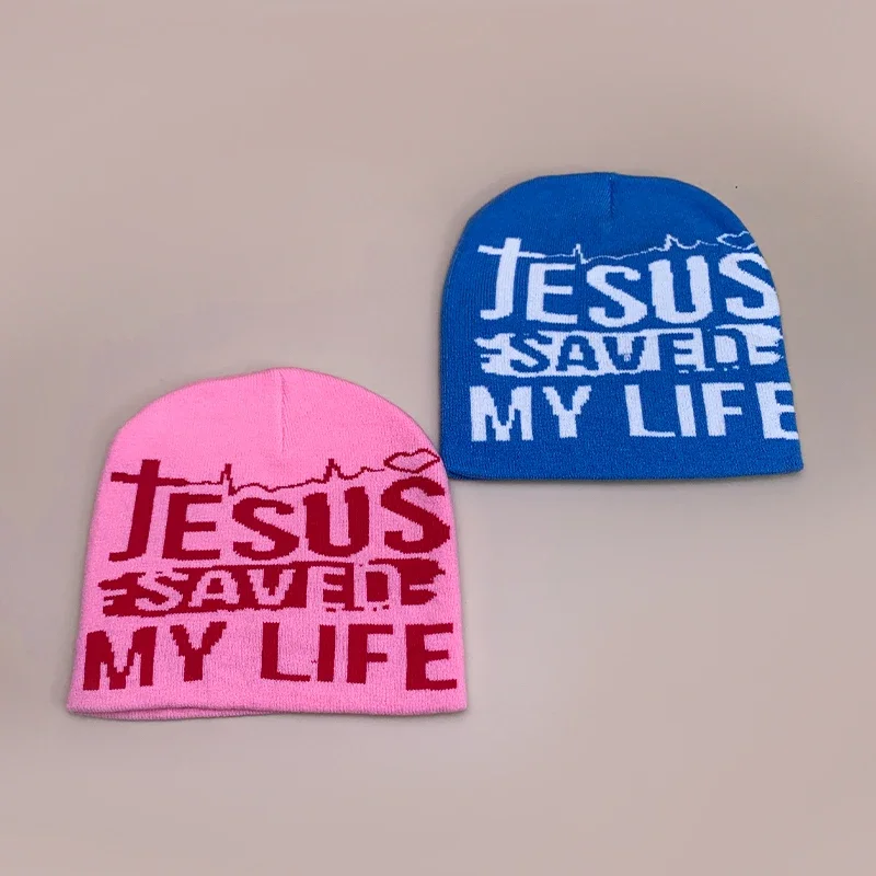 Уличные шерстяные вязаные шапки Y2K с надписью Cross осенне-зимние теплые удобные