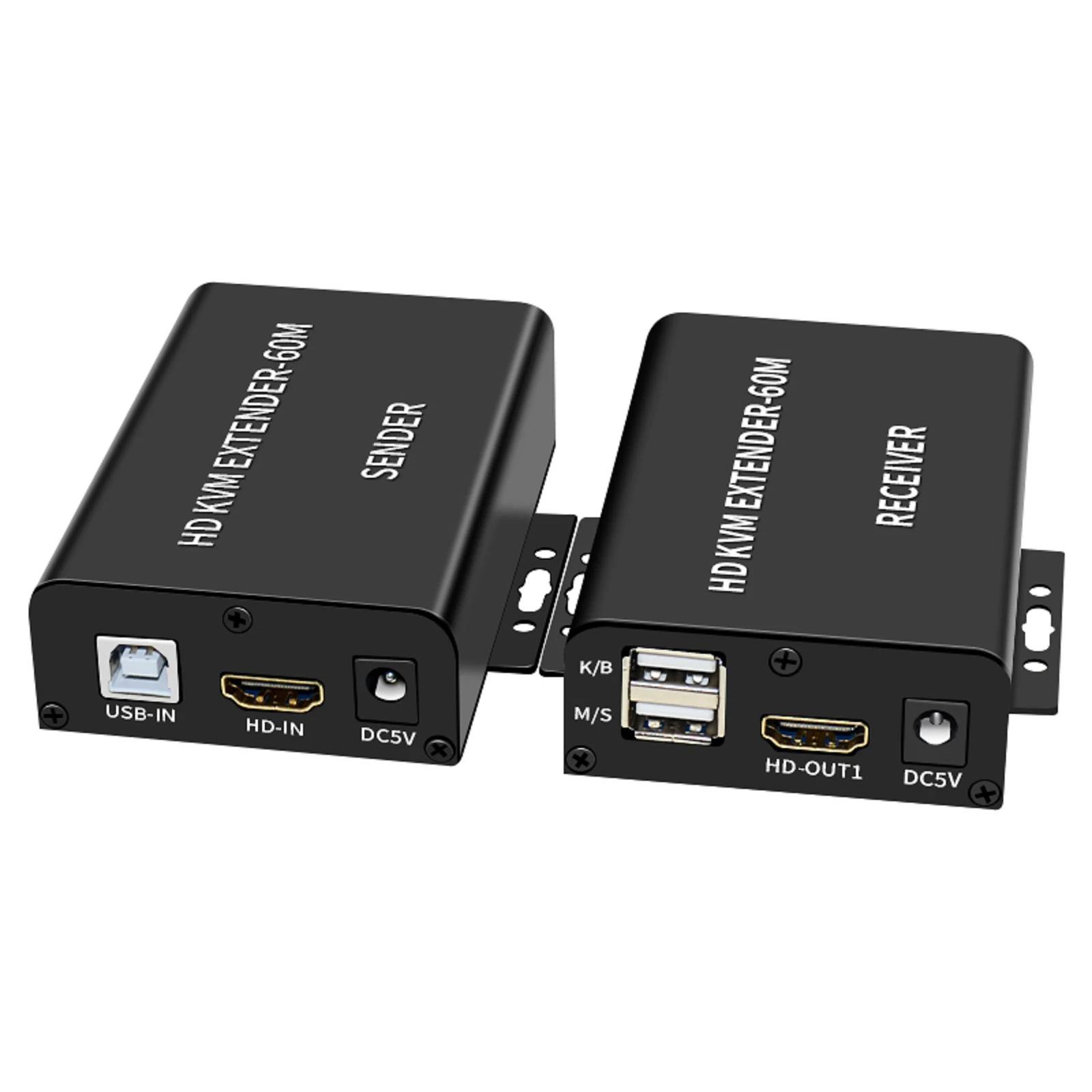 

60 м видео удлинитель адаптер HDMI-совместимый KVM USB-A клавиатура мышь алюминиевый сплав RJ45 Lan Ethernet удлинитель TX RX