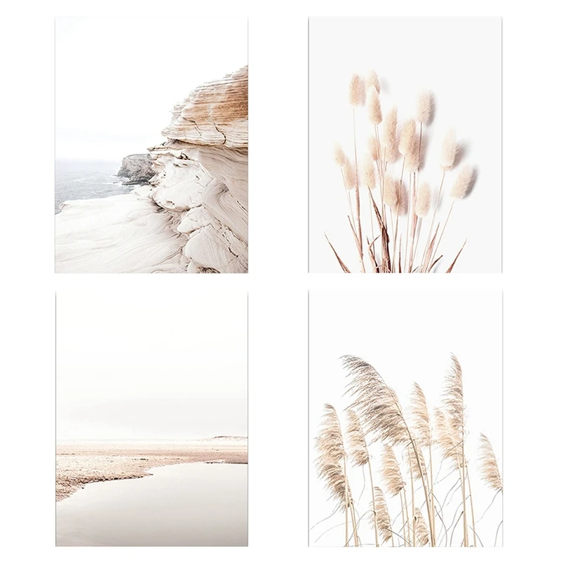 

4 шт. скандинавские береговые планета, Картина на холсте, современный простой Ландшафтный постер, настенный Декор для дома, спальни, гостино...