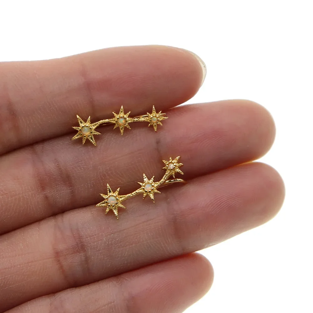 Длинные Многослойные серьги в виде звезды три очаровательный золотой цвет